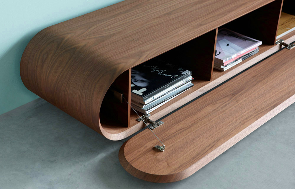 Detail TV meubel notenhout