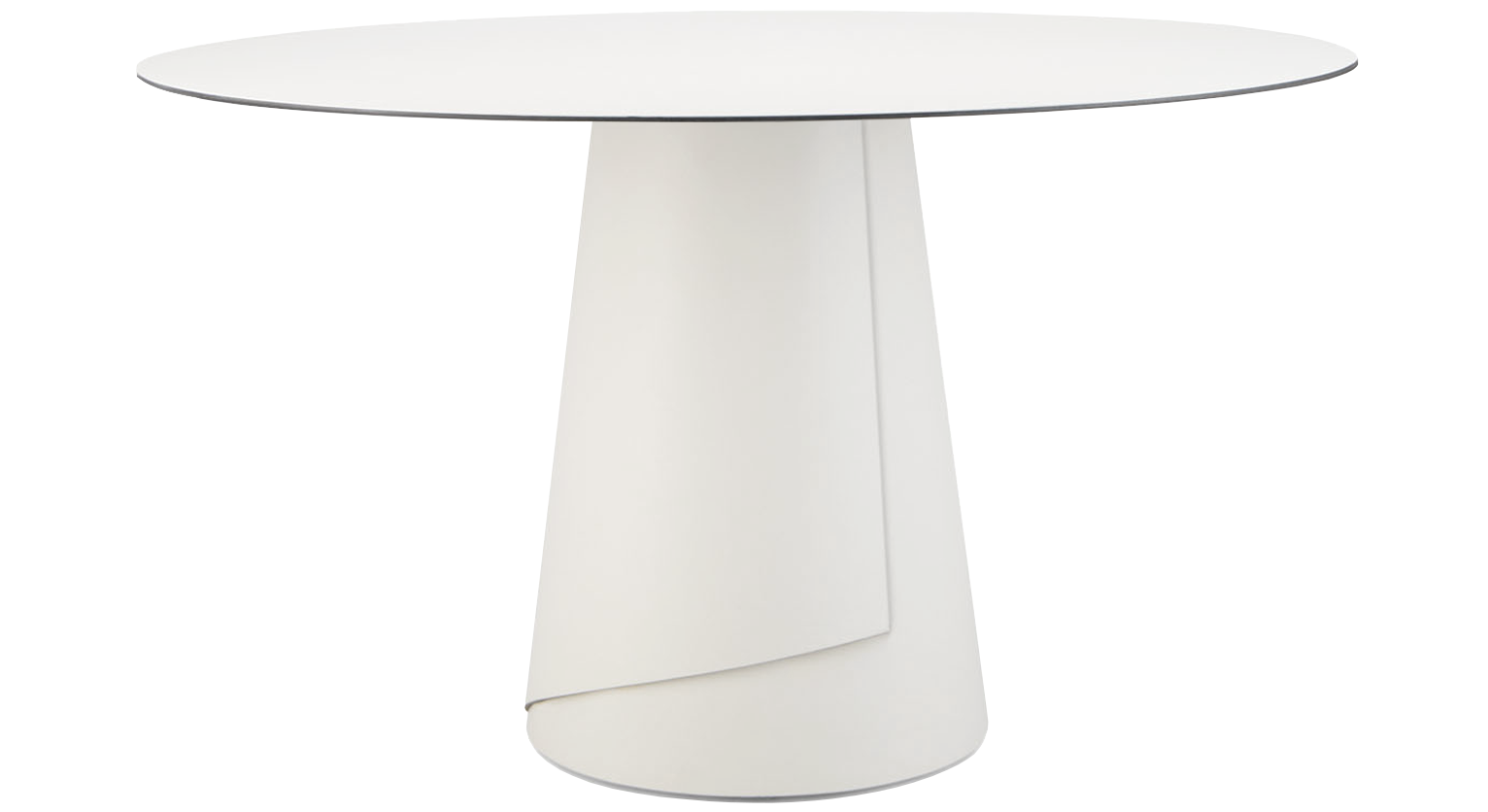 Tafel in wit linoleum rond 130cm